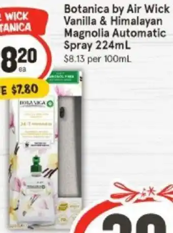 IGA Botanica by Air Wick Vanilla & Himalayan Magnolia Automatic Spray 224mL offer