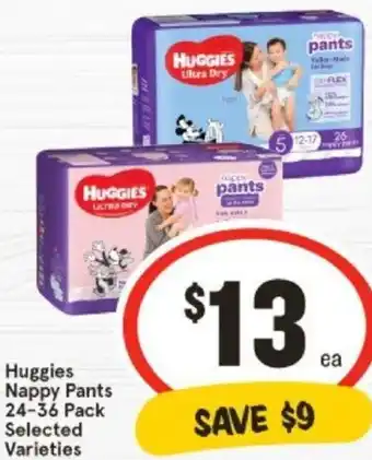 IGA Huggies Nappy Pants 24-36 Pack offer