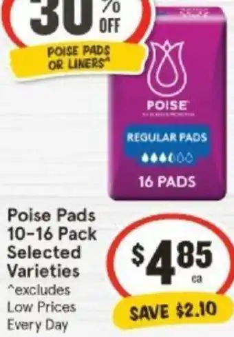 Poise Pads 10-16 Pack