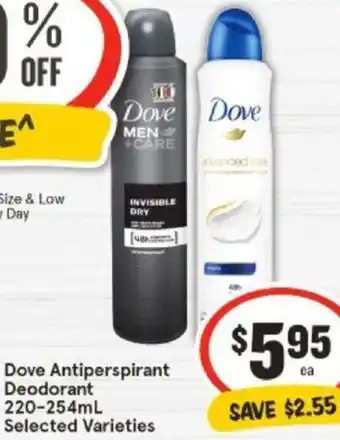 IGA Dove Antiperspirant Deodorant 220-254mL offer