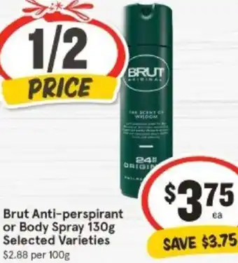 Brut Anti-perspirant or Body Spray 130g