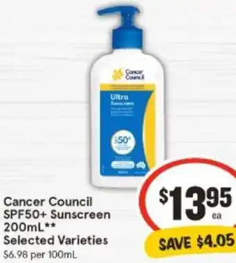 Cancer Council SPF50+ Sunscreen 200mL