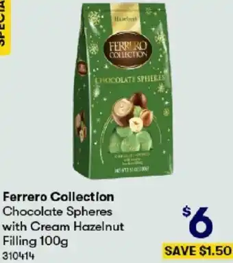 BIG W Ferrero Collection Chocolate Spheres with Cream Hazelnut Filling 100g offer