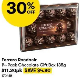 BIG W Ferrero Rondnoir 14-Pack Chocolate Gift Box 138g offer