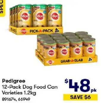 BIG W Pedigree 12-Pack Dog Food Can Varieties 1.2kg offer