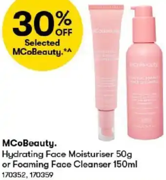 BIG W MCoBeauty Hydrating Face Moisturiser 50g or Foaming Face Cleanser 150ml offer