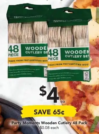 Party Moments Wooden Cutlery 48 Pack