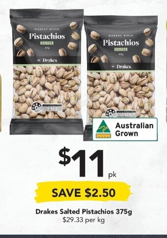 Drakes Drakes Salted Pistachios 375g offer