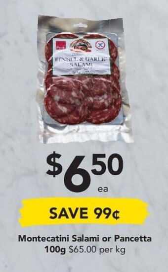 Drakes Montecatini Salami or Pancetta 100g offer