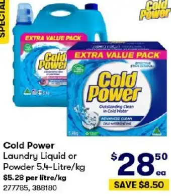 Cold Power Laundry Liquid or Powder 5.4-Litre/kg