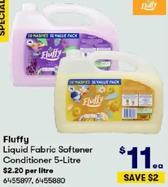 BIG W Fluffy Liquid Fabric Softener Conditioner 5-Litre offer