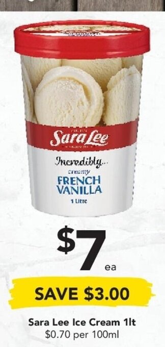 Drakes Sara Lee Ice Cream 1lt offer