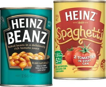 IGA Heinz Baked Beans or Spaghetti 300g Selected Varieties offer