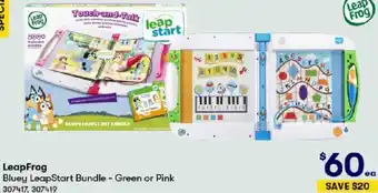 BIG W LeapFrog Bluey LeapStart Bundle - Green or Pink offer