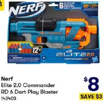 BIG W Nerf Elite 2.0 Commander RD 6 Dart Play Blaster offer