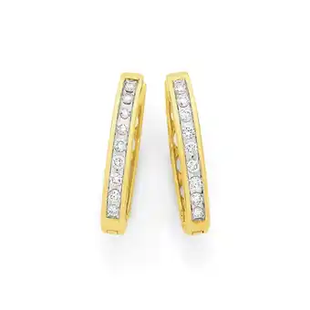 Angus & Coote 9ct gold diamond channel set huggie earrings offer