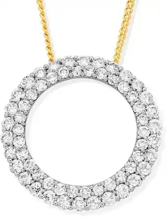 Angus & Coote 9ct gold diamond pave circle pendant offer