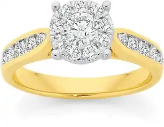 Angus & Coote 18ct gold diamond round cluster ring offer