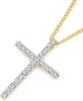 Angus & Coote 9ct gold diamond cross pendant offer