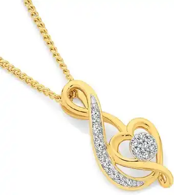 Angus & Coote 9ct gold diamond music note heart pendant offer