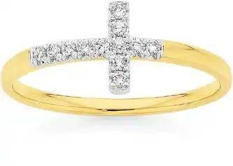 Angus & Coote 9ct gold diamond cross ring offer