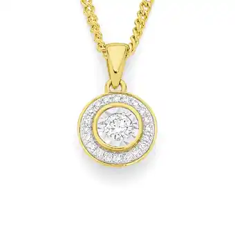 9ct gold diamond round framed pendant