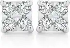 9ct yellow gold diamond square look stud earrings