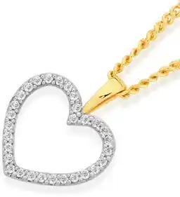 Angus & Coote Exquisites 9ct gold diamond small open heart pendant offer