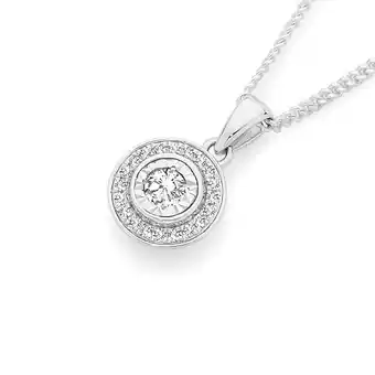 9ct white gold diamond halo pendant