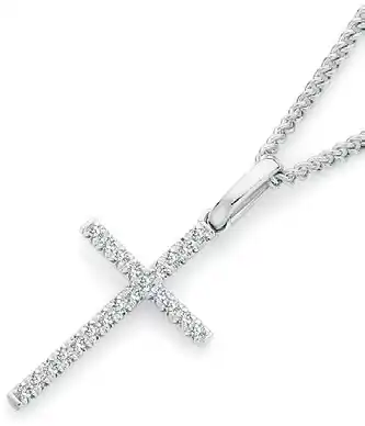 Angus & Coote 9ct white gold diamond cross pendant offer