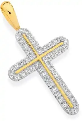 9ct gold diamond cross pendant
