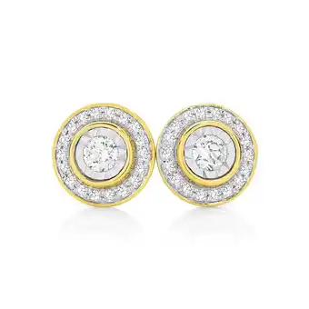 9ct gold diamond halo stud earrings