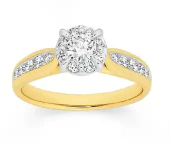 Angus & Coote 9ct gold diamond round cluster ring offer