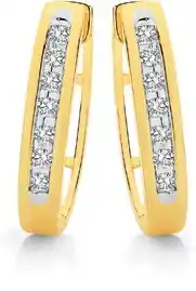 Angus & Coote 9ct gold diamond channel set huggie earrings offer