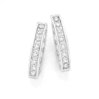 Angus & Coote 9ct white gold diamond huggie earrings offer