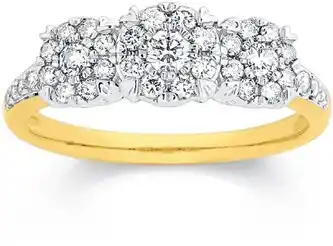 Angus & Coote 9ct gold diamond trilogy ring offer