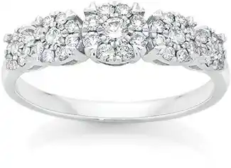 Angus & Coote 9ct white gold diamond five cluster ring offer
