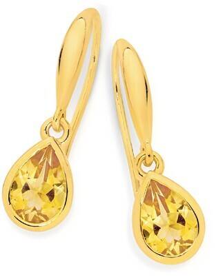 Angus & Coote 9ct gold citrine hook earrings offer