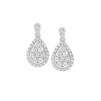 Angus & Coote 9ct white gold diamond tear drop earrings offer