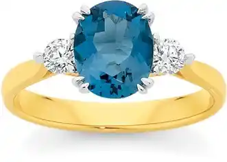 Angus & Coote 9ct gold london blue topaz diamond ring offer