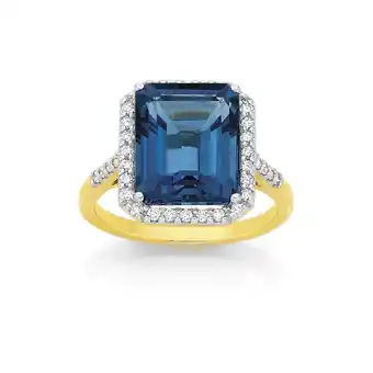 9ct gold london blue topaz diamond ring