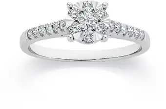 9ct white gold diamond round cluster ring
