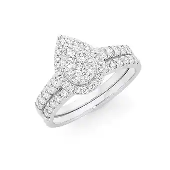 Angus & Coote 18ct white gold pear shape bridal set offer