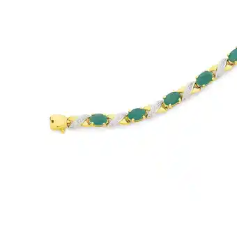Angus & Coote 9ct gold emerald & diamond oval cut kiss bracelet offer