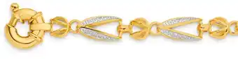 9ct gold two tone 19cm solid tulip link bolt ring bracelet