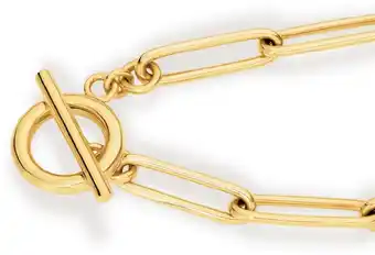Angus & Coote 9ct gold 19cm solid paperclip fob bracelet offer