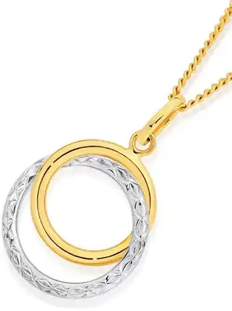 Angus & Coote 9ct gold two tone double circle pendant offer