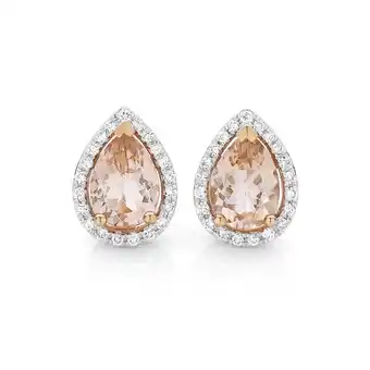 9ct rose gold morganite & diamond stud earrings