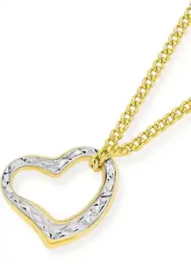 Angus & Coote 9ct gold two tone 10mm floating heart pendant offer