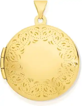Angus & Coote 9ct gold 21mm filigree round locket offer